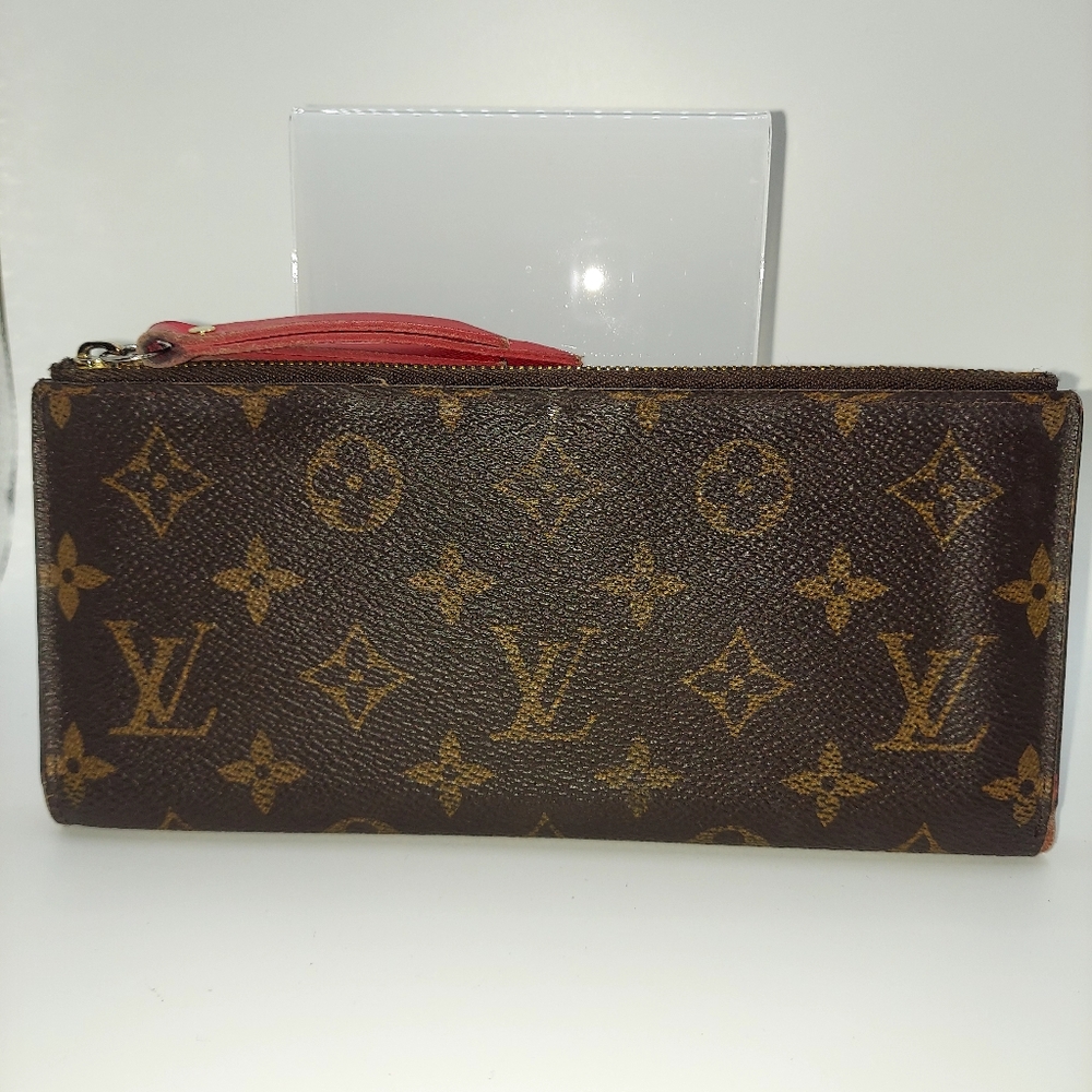Louis Vuitton Monogram Portefeuille Adele Long Wallet Red Interior